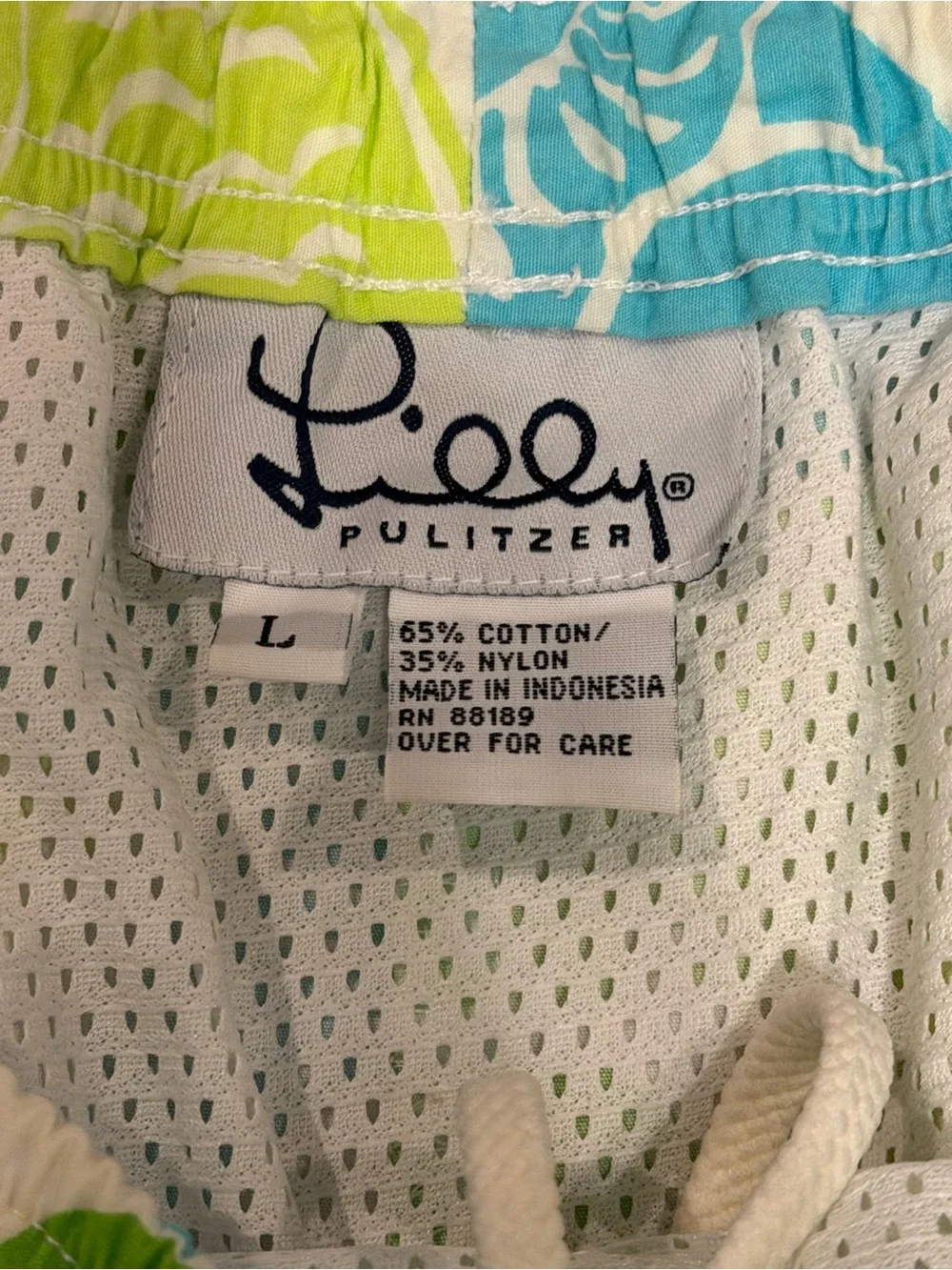 LILLY PULITZER Vintage White Cool Water Fish & Seashell Print Swimming Trunk L